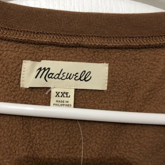 Madewell Men's Sweatshirt Size 2XL Brown‎ 1/4 Button Long Sleeve Pullover NWT - Picture 11 of 12